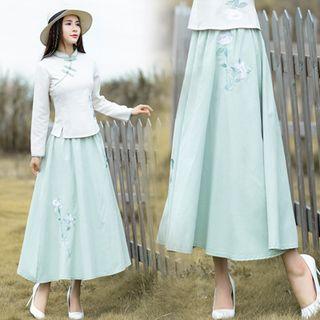 A-line Maxi Skirt Light Green - One Size