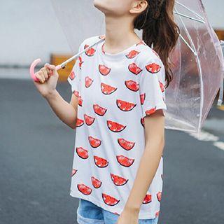 Watermelon Print Short Sleeve T-shirt
