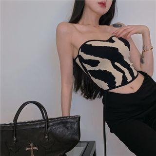 Print Tube Top Leopard - Black & White - One Size
