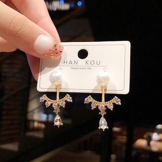 Rhinestone Ear Jacket E1478 - 1 Pair - Gold - One Size