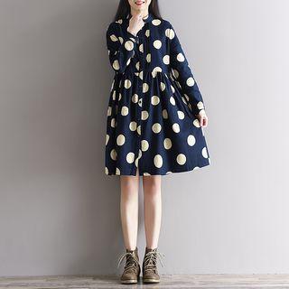 Dotted Drawstring Shirtdress