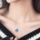 925 Sterling Silver Fishtail Disc Necklace Blue & Silver - One Size