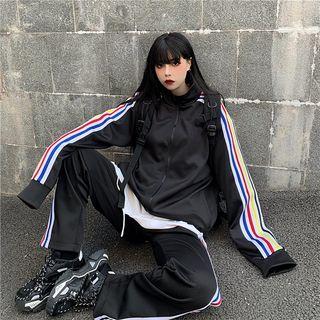 Striped Zip Jacket / Wide-leg Pants / Set