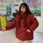 Set : Coat + Hooded Scarf Red + Scarf - One Size