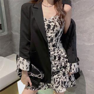 Spaghetti Strap Floral Print Mini Dress / Blazer