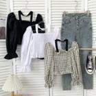 Ruffle-trim Smocked Halter Top