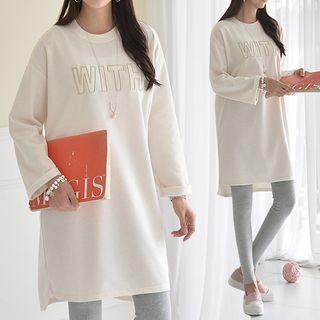 With Embroidered Brushed-fleece Lined T-shirt Dress