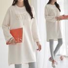 With Embroidered Brushed-fleece Lined T-shirt Dress