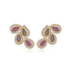 Fashion And Elegant Plated Gold Geometric Cubic Zirconia Stud Earrings Golden - One Size
