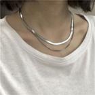Double-layered Heart Pendant Necklace Silver - One Size