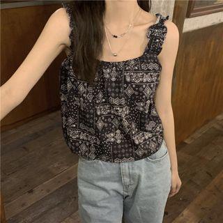 Sleeveless Paisley Print Blouse Black - One Size
