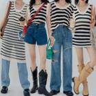 Short-sleeve Striped Knit Top / Sweater Vest / Sleeveless Knit Dress (various Designs)