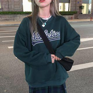 Lettering Sweatshirt / Plaid A-line Skirt