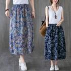 All-over Print Midi A-line Skirt
