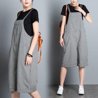 Plaid Strappy Jumper Shorts Black - One Size