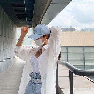 Washed Letter-embroidered Cap