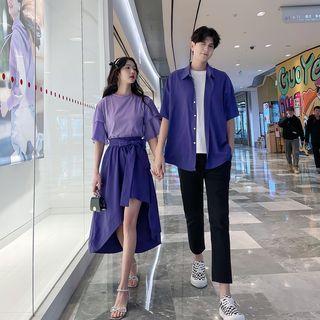 Couple Matching Short-sleeve T-shirt / Midi A-line Skirt / Shirt / Pants / Set