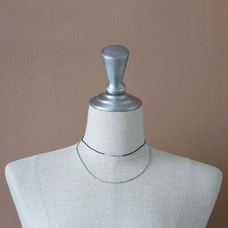 Set: String Choker + Chain Necklace Silver - One Size
