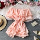 Tiered Ruffled Off-shoulder Chiffon Blouse