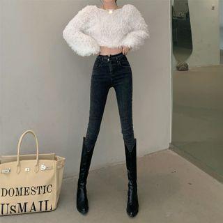 Long-sleeve Fleece Cropped Top