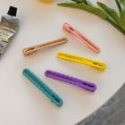 Set Of 5 : Alloy Hair Clip 5 Pcs - Cyan & Milky Tea & Pink & Yellow & Purple - One Size