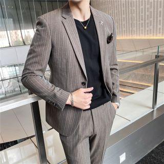 Set: Pinstriped Blazer + Cropped Dress Pants