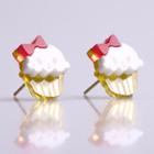 Miss Cupcake White Stud Gold Earrings