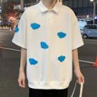 Short-sleeve Cloud Applique Polo Shirt