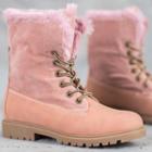 Lace-up Furry Short Boots