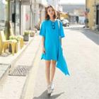 Flared Diagonal-hem T-shirt Dress