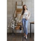 Balloon-sleeve Open-front Jacket