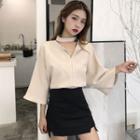 Halter V-neck Short-sleeve Shirt