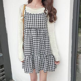Gingham A-line Strappy Dress