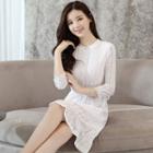 3/4 Sleeve Flared Lace Dress