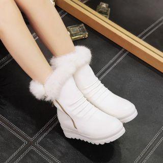 Fluffy Trim Ankle Boots