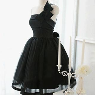 One-shoulder Bow Mini Prom Dress