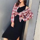 Set: Plaid Shirt + Sleeveless Midi Dress