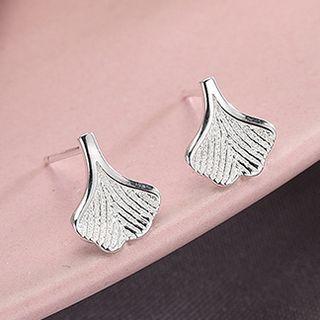 925 Sterling Silver Leaf Earring Es287 - 1 Pair - One Size