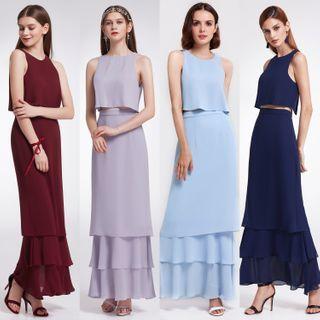 Set: Sleeveless Top + Tiered Maxi Skirt