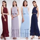 Set: Sleeveless Top + Tiered Maxi Skirt