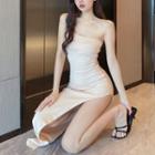 One-shoulder Asymmetrical Maxi Sheath Dress