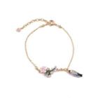Fashion Simple Plated Gold Enamel Flower Bird Bracelet With Cubic Zirconia Golden - One Size