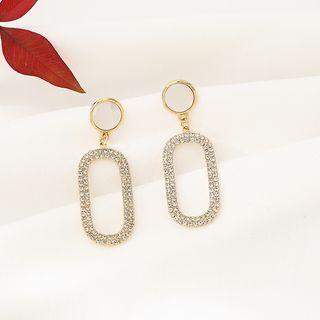 Rhinestone Oval Dangle Earring 1 Pair - Gold - One Size