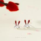 Rabbit Stud Earring 1 Pair - Silver - One Size