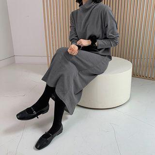 Turtle-neck Brushed Fleece Dress