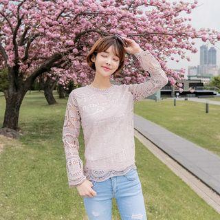 Long-sleeve Lace Cotton Top