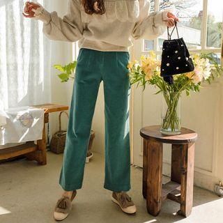 Buckled-waist Corduroy Pants