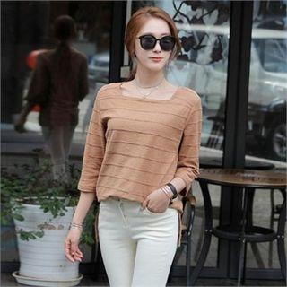 Square-neck Seam-detail Top