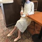 Plain Turtle-neck Long-sleeve Top / Dot Long-sleeve Dress