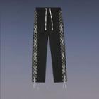 Checkerboard Panel Lace-up Straight Leg Pants